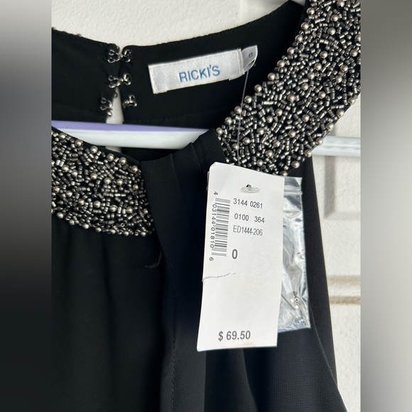 BNWT Rickis Black A Line Chiffon Flowy Holiday Dress size 0 - Picture 3 of 8